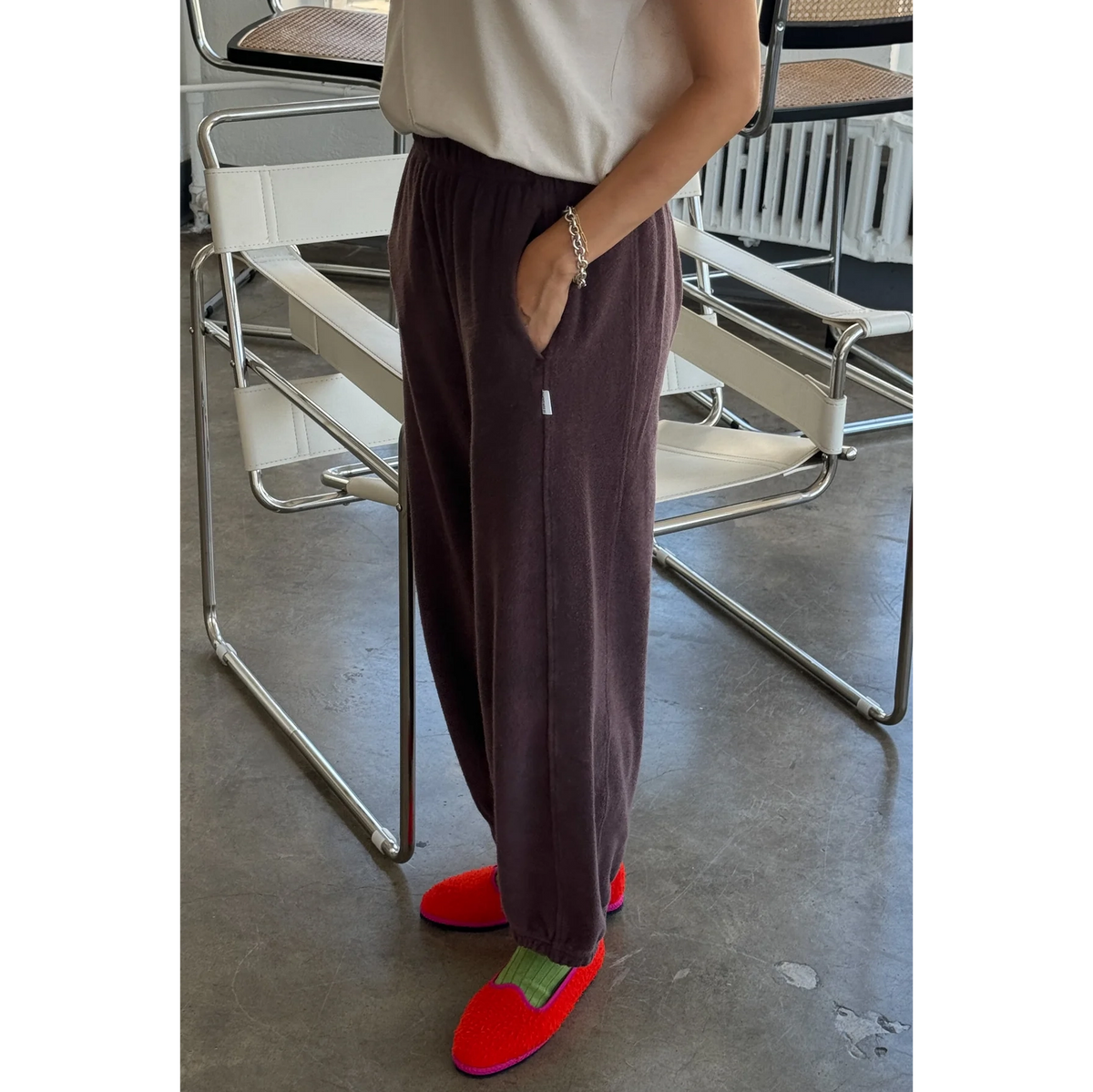French Terry Balloon Pant in Cocoa Bean main image 1