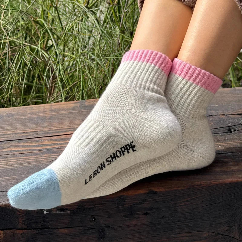 Le Bon Shoppe Girlfriend Socks Colour Block Socks LE BON SHOPPE Grey/Pink