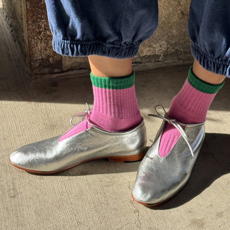 Le Bon Shoppe Girlfriend Socks Colour Block Socks LE BON SHOPPE Rose/Green