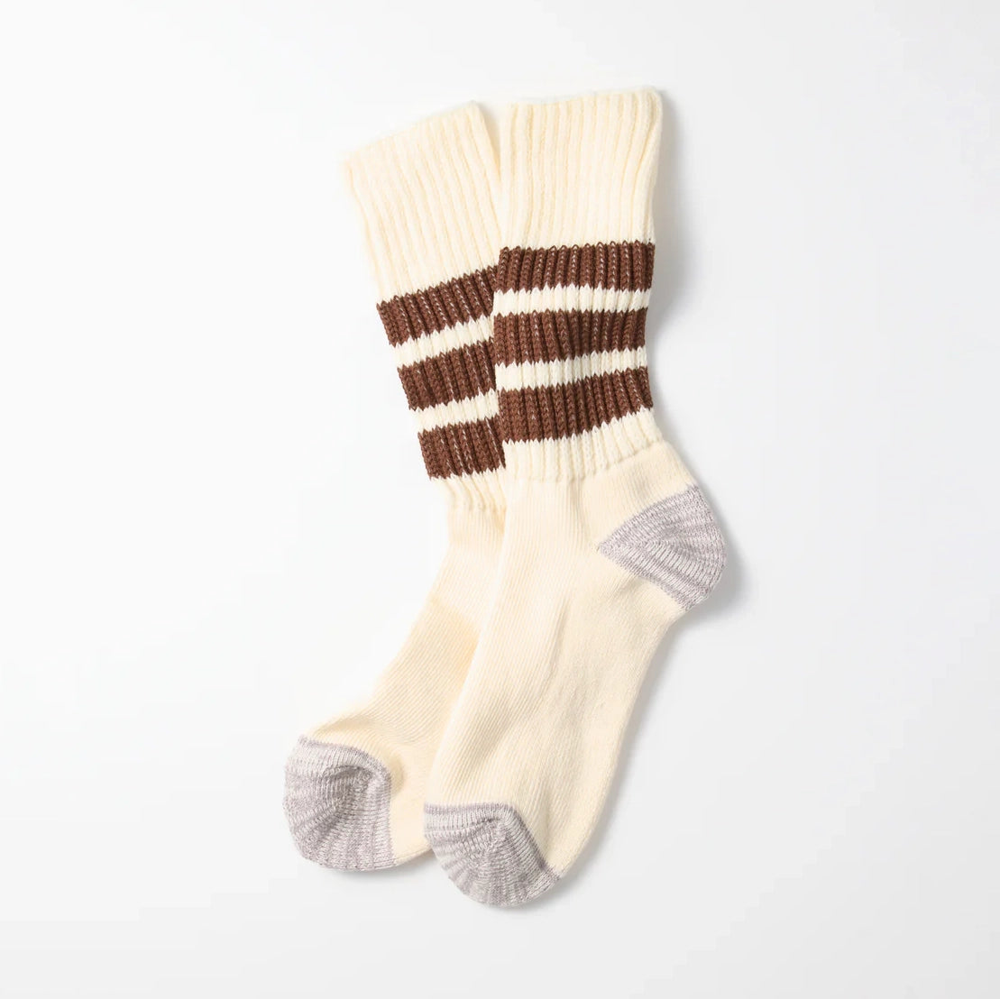 ROTOTO | Coarse Ribbed Oldschool Crew Socks Socks ROTOTO brown Small