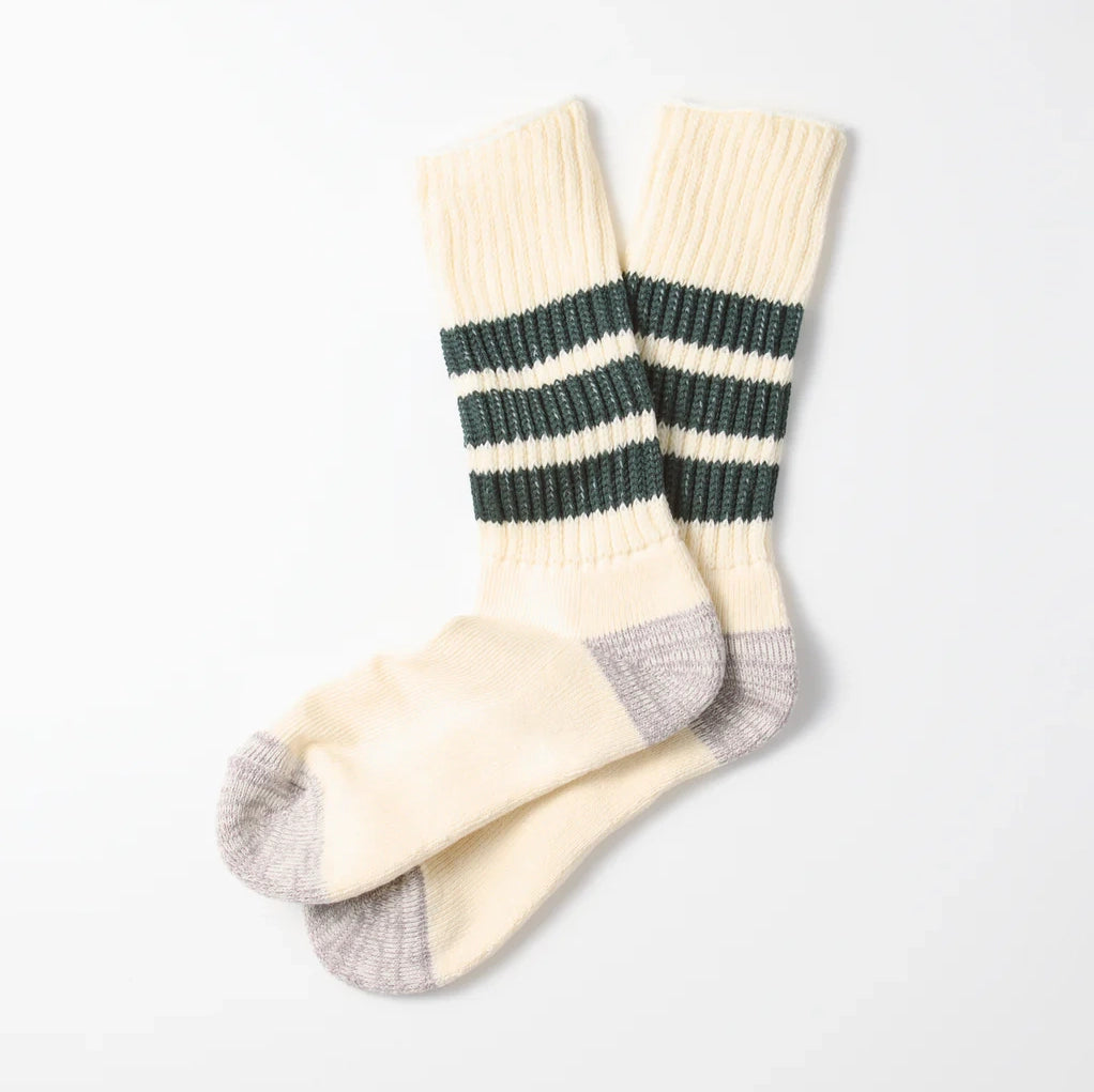 ROTOTO | Coarse Ribbed Oldschool Crew Socks Socks ROTOTO dark green Small