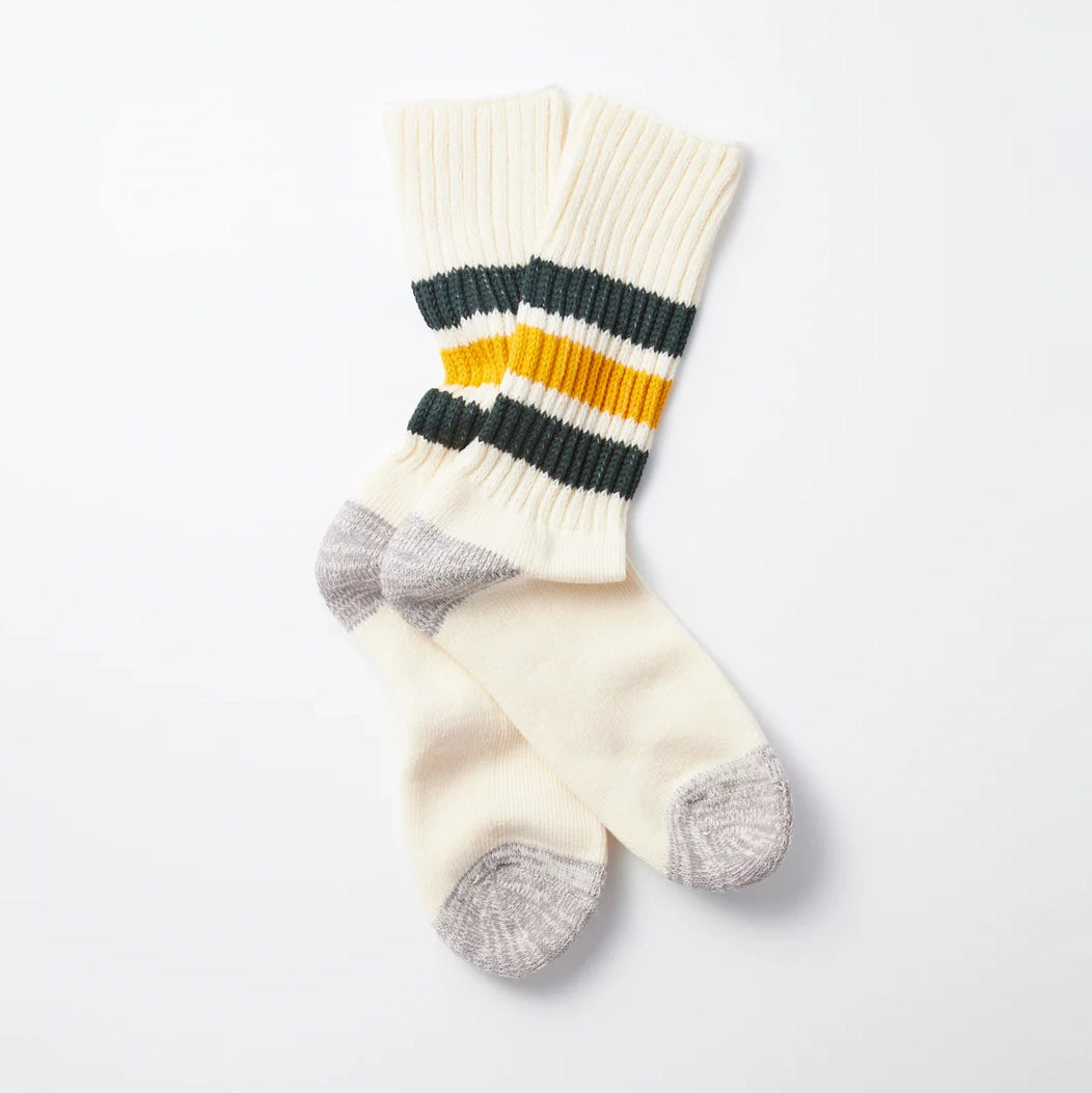 ROTOTO | Coarse Ribbed Oldschool Crew Socks Socks ROTOTO green/yellow Small