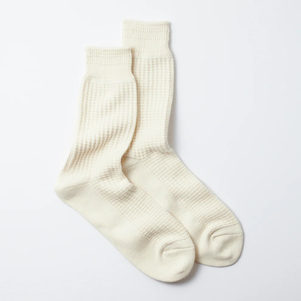 ROTOTO | Cotton Waffle Crew Socks Socks ROTOTO raw white Small