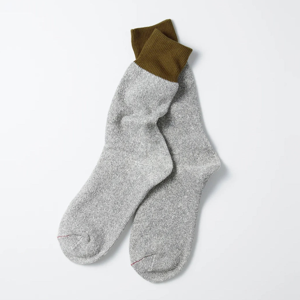 ROTOTO | Double Faced Silk & Cotton Socks Socks ROTOTO olive/gray Small