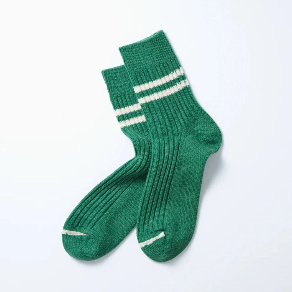 ROTOTO | Lambs Wool Stripe Socks ROTOTO Small Green