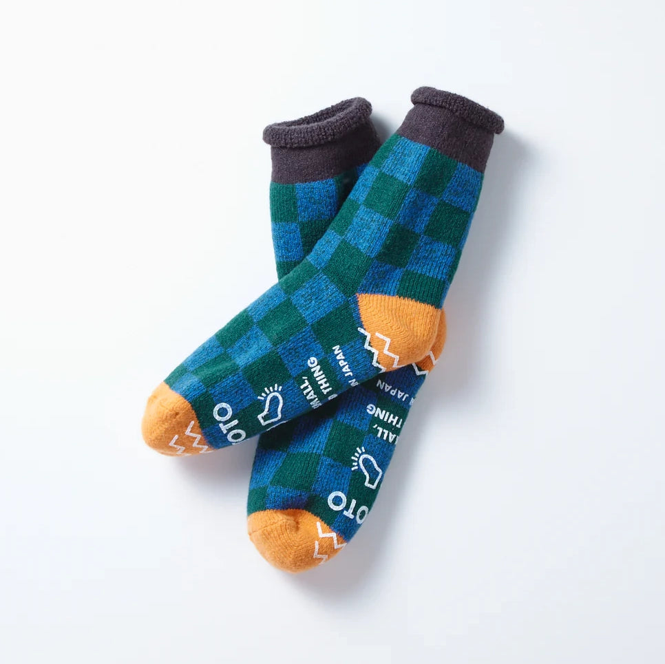 ROTOTO | Pile Room Socks Checkerboard Socks ROTOTO charcoal/orange Small