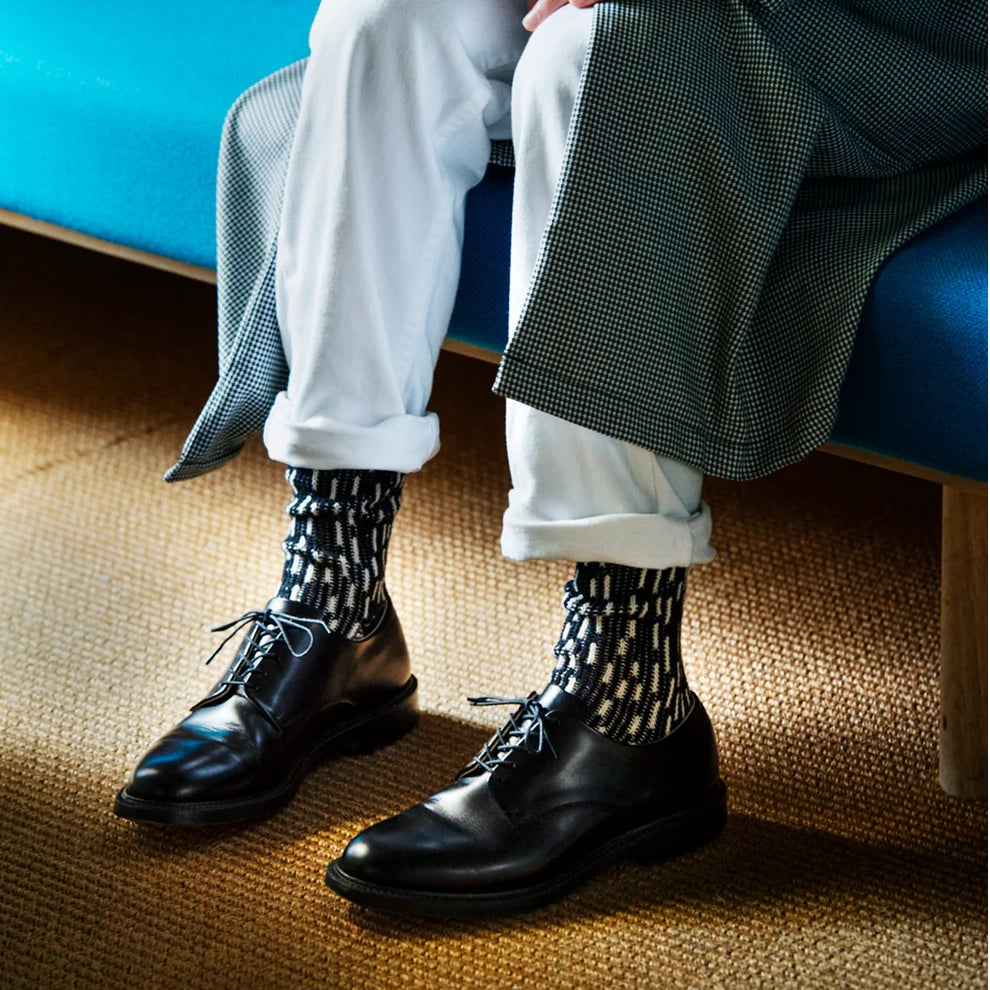 ROTOTO | Rain Drop Crew Socks Socks ROTOTO ivory/black Small