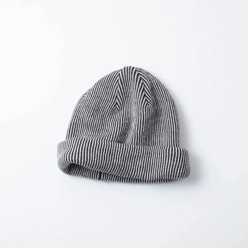 Rototo | Super Soft 2Way Stripe Beanie Hat OBEY Ivory/Black