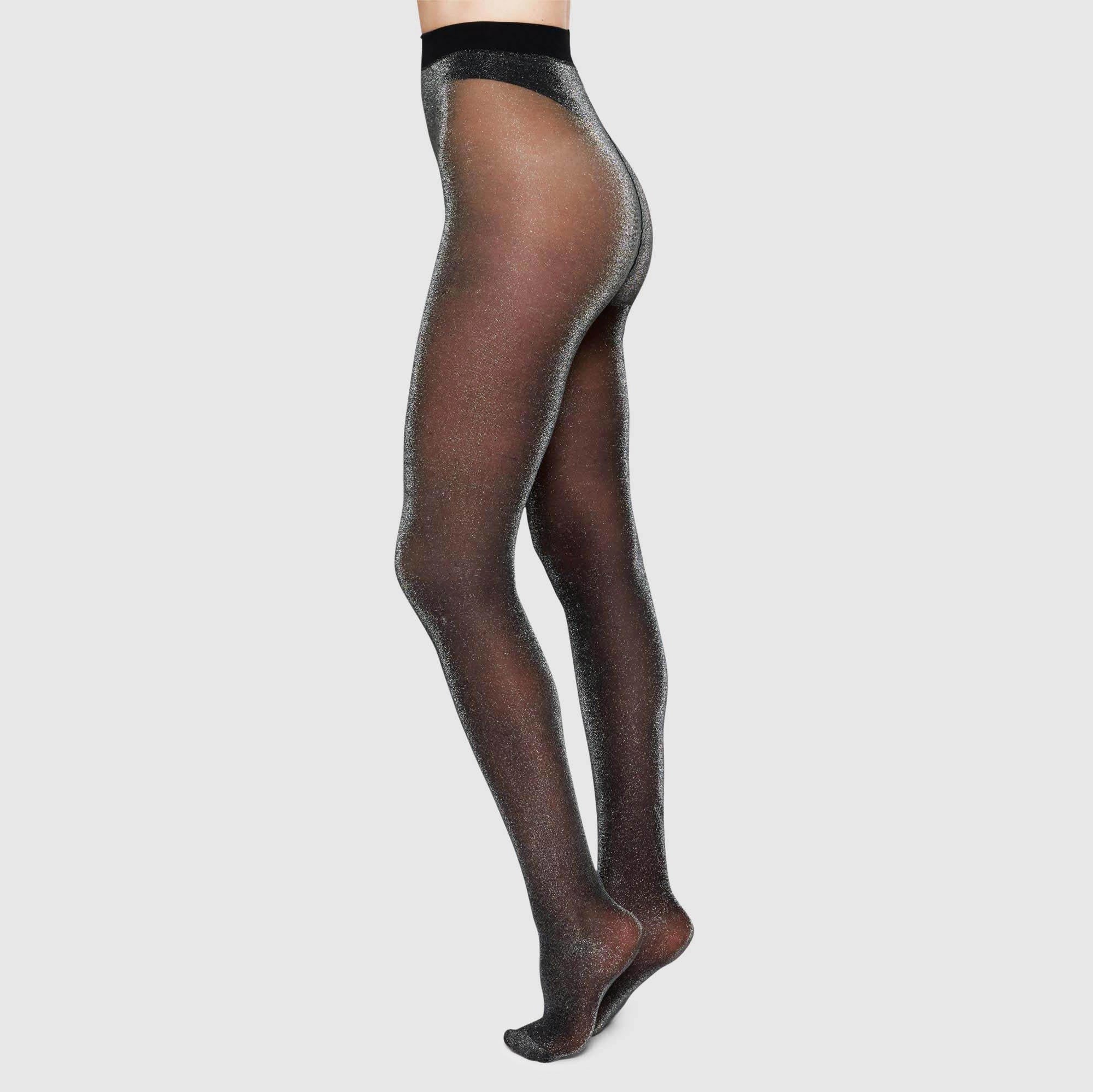 Tora Shimmery Tights - Black SWEDISH STOCKINGS