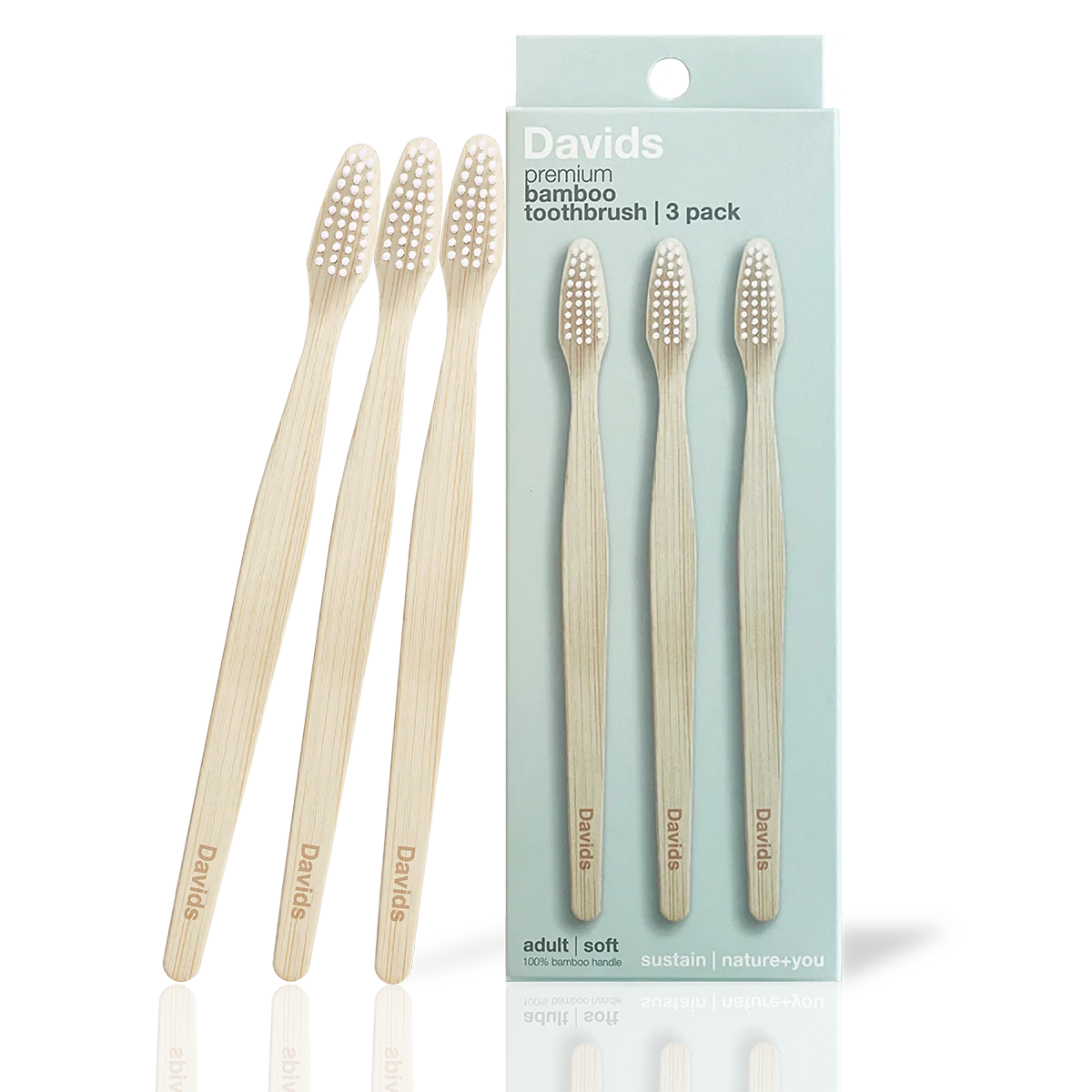 Davids Premium Bamboo Toothbrush | 3 pack (adult) Davids Natural Toothpaste