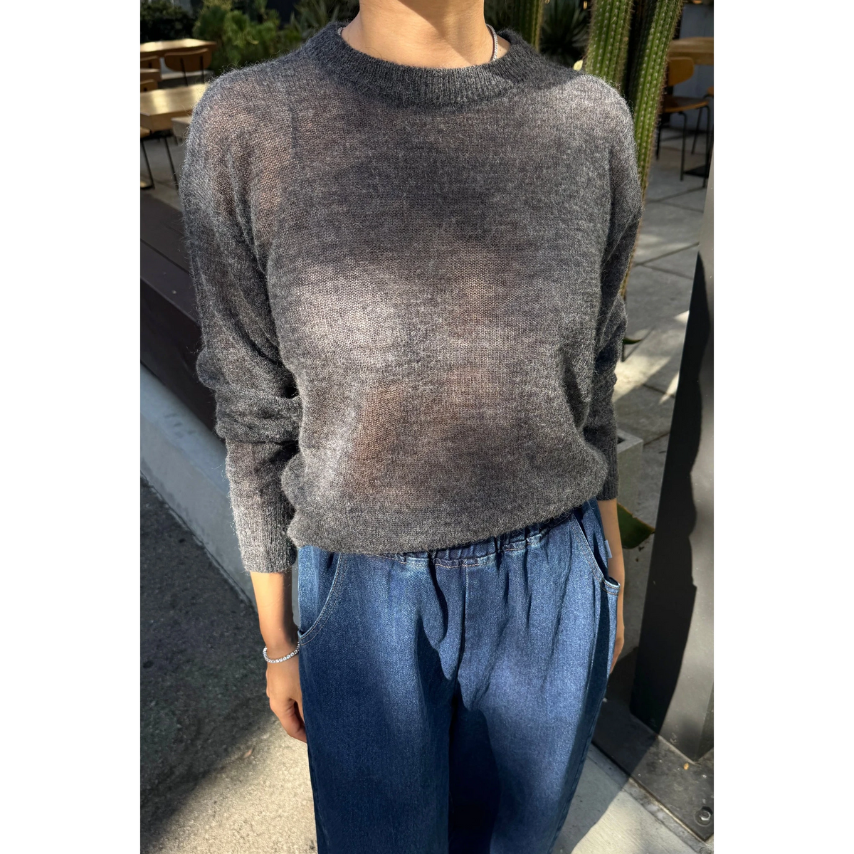 Cecile Crew Neck Mohair Sweater Apparel LE BON SHOPPE charcoal XS/S 