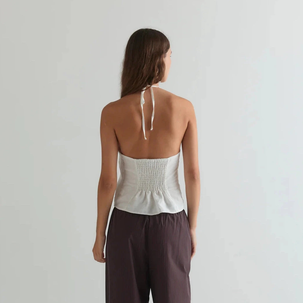 Close Halter Top | White Deiji Studios 