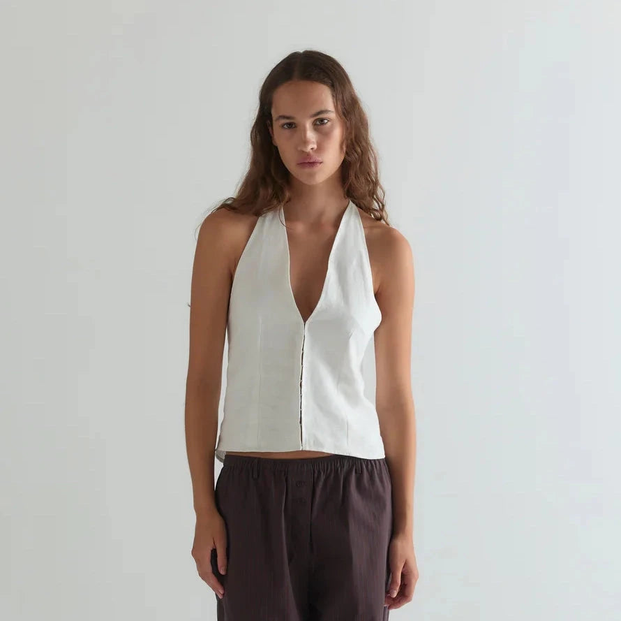 Close Halter Top | White Deiji Studios 