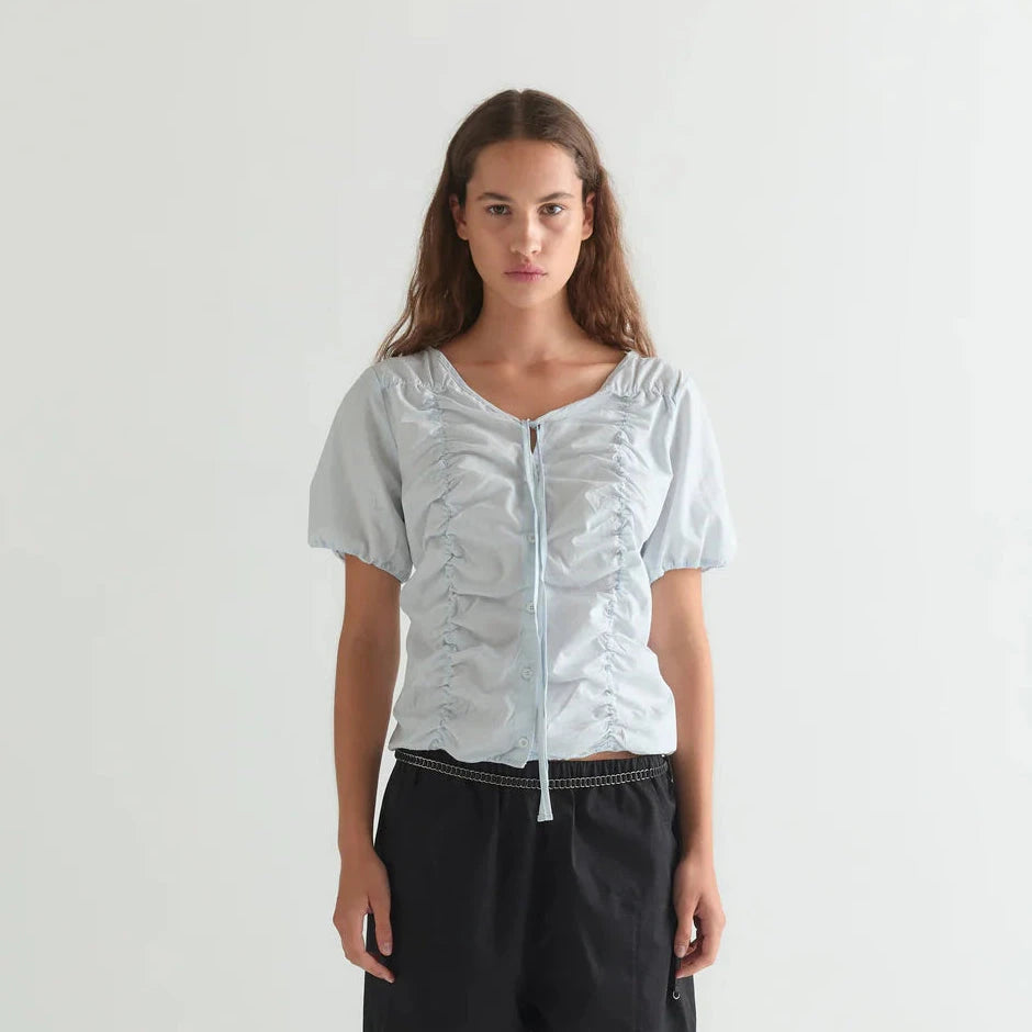 Crinkle Top | Powder Blue Stripe Deiji Studios 