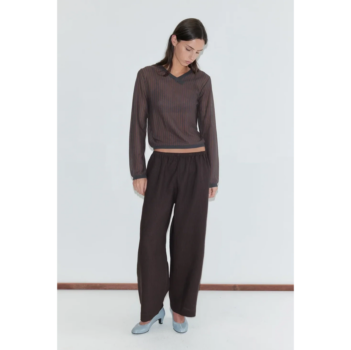 Ease Trouser | Black Brown Stripe Deiji Studios 