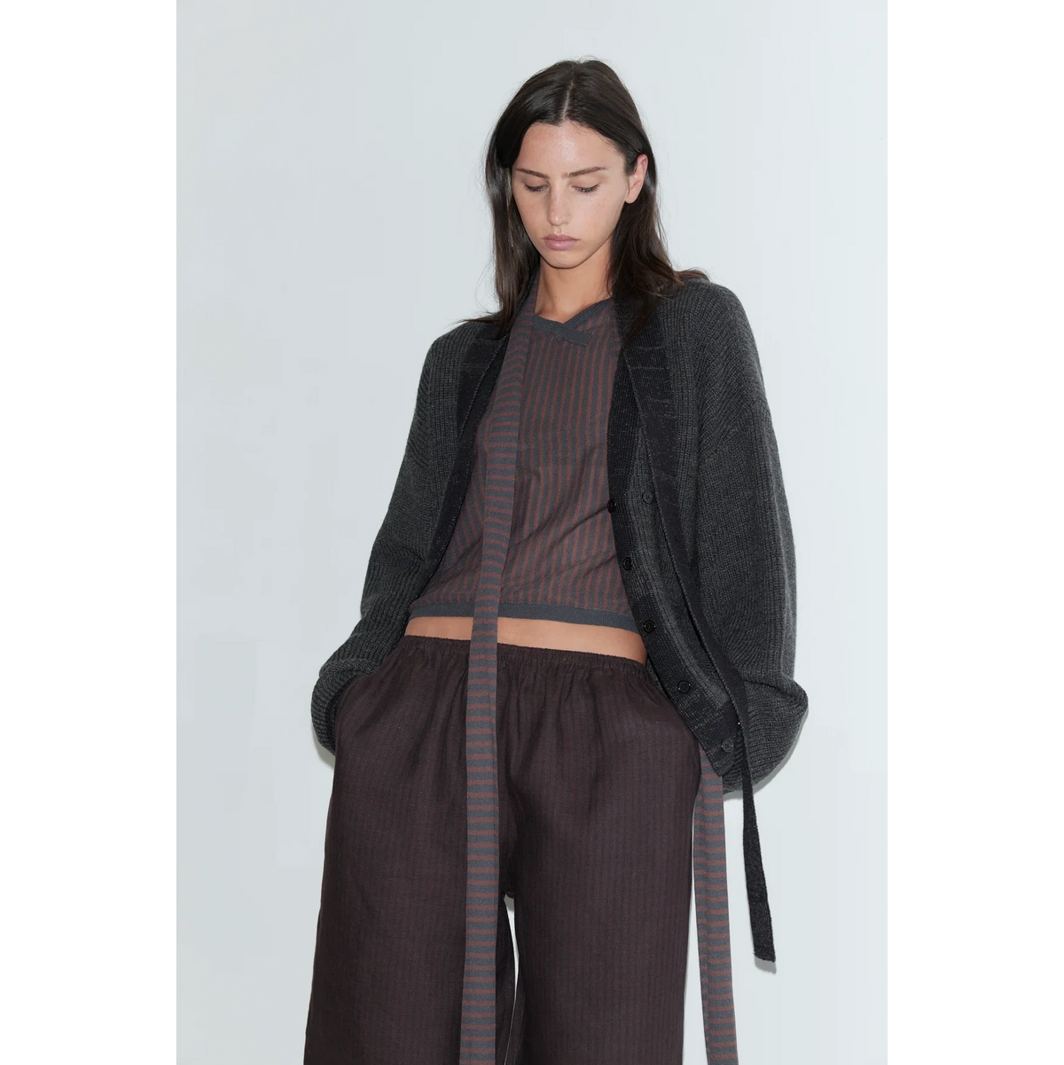 Ease Trouser | Black Brown Stripe Deiji Studios 