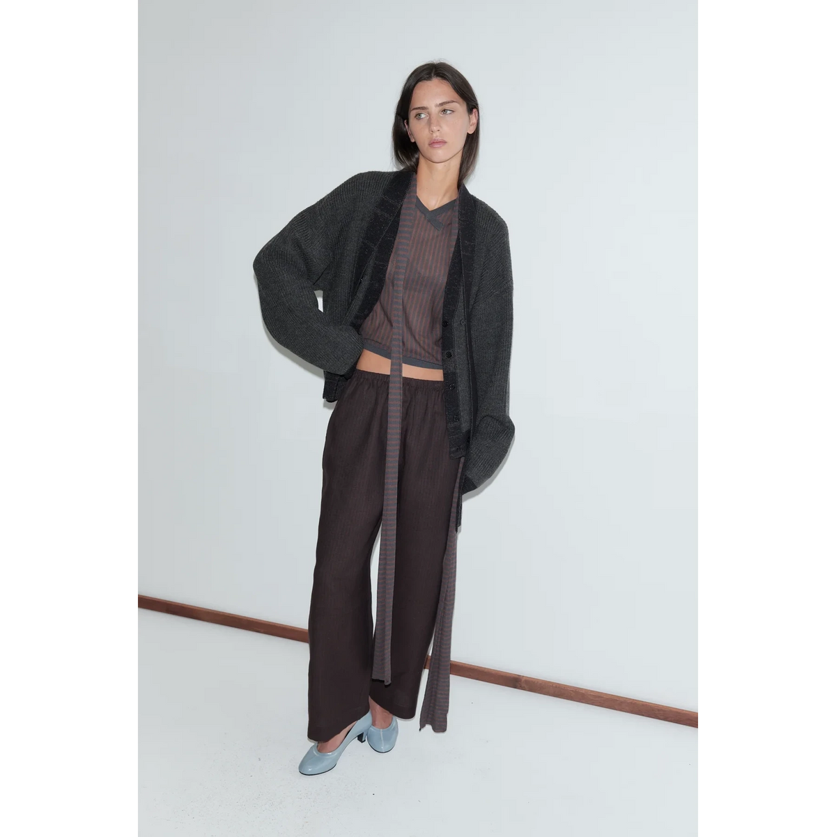 Ease Trouser | Black Brown Stripe Deiji Studios 