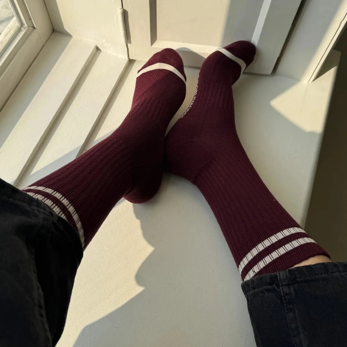 Extended Boyfriend Socks LE BON SHOPPE Maroon 