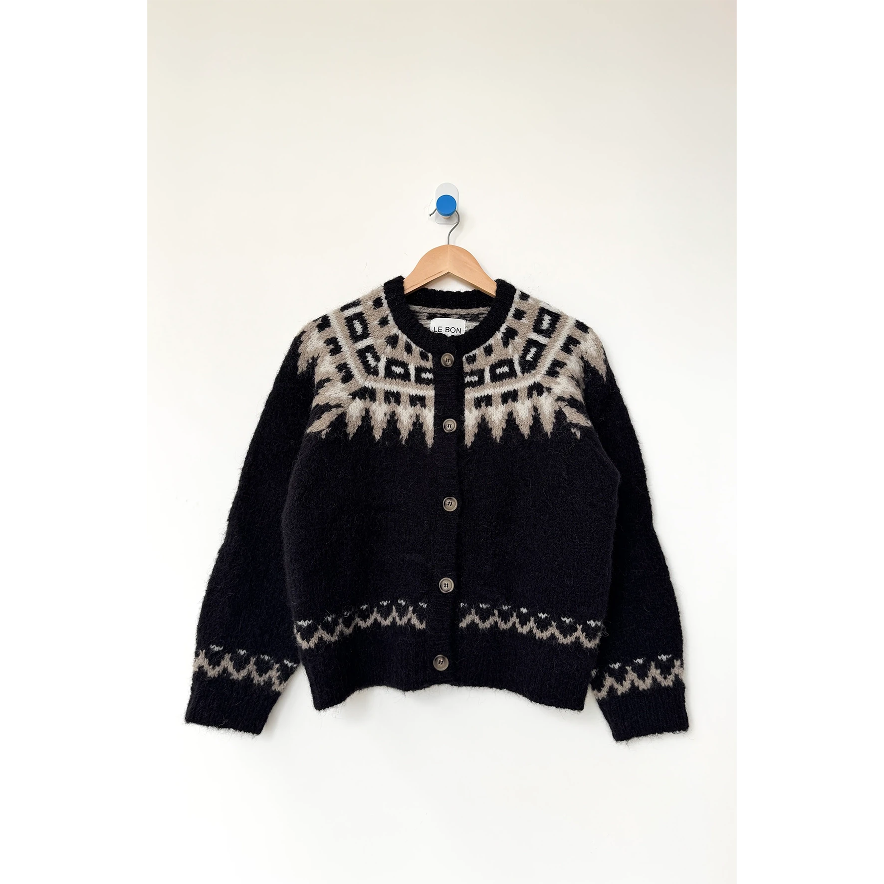 Le Bon Shoppe | Alpaca Cabin Cardigan Apparel Le Bon Shoppe Beige and Black XS/S 