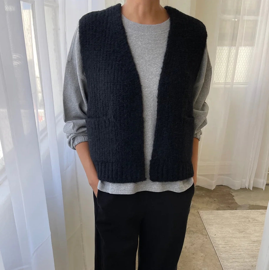 Le Bon Shoppe | Alpaca Grandpa Vest Apparel LE BON SHOPPE ebony XS/S 