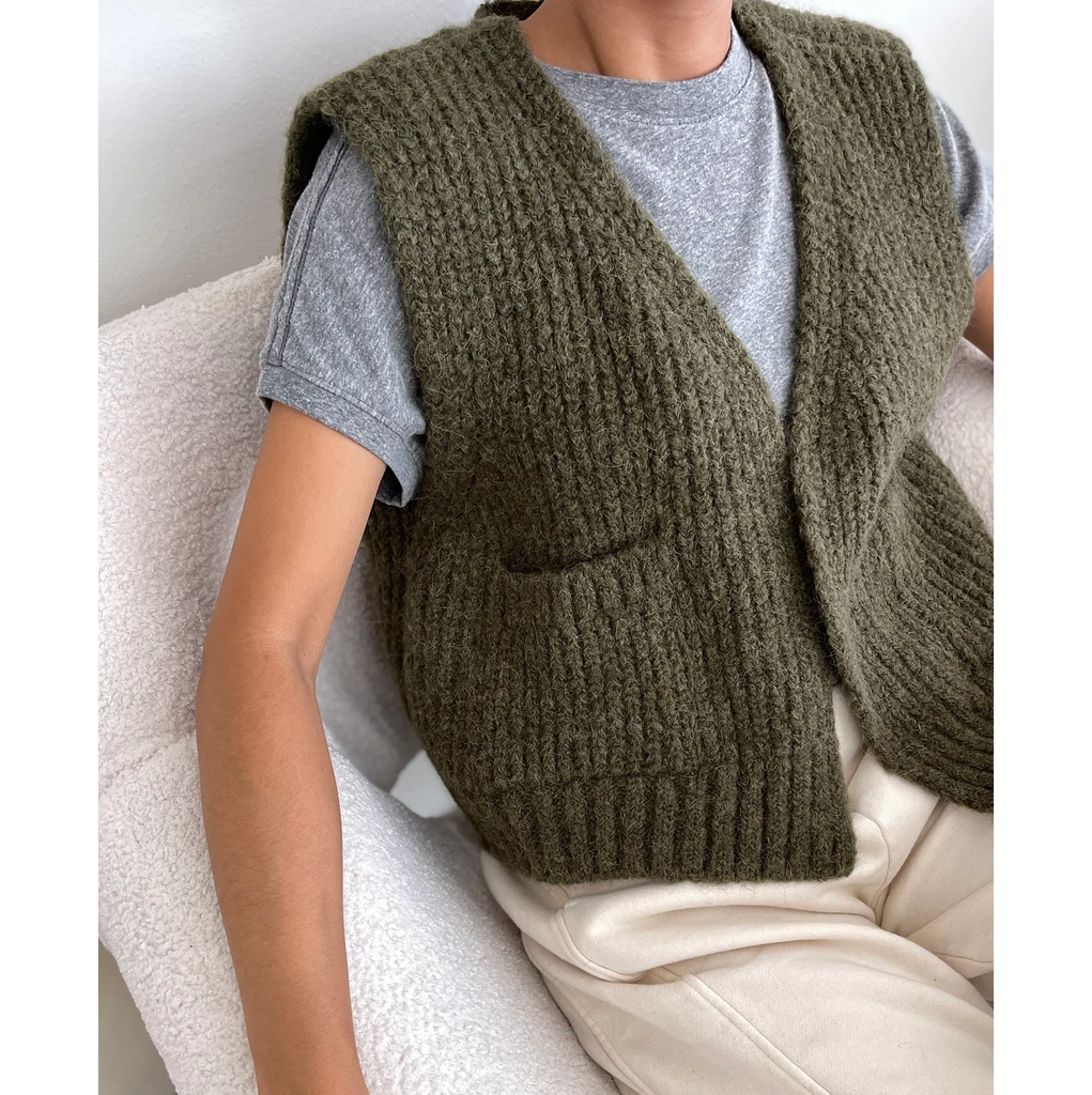 Le Bon Shoppe | Alpaca Grandpa Vest Apparel LE BON SHOPPE olive XS/S 