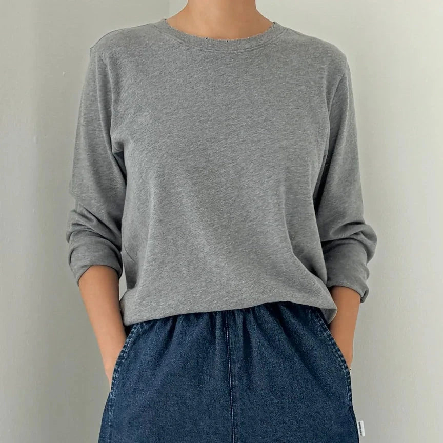 Le Bon Shoppe | Everyday Long Sleeve Tee Apparel Le Bon Shoppe melange grey small 