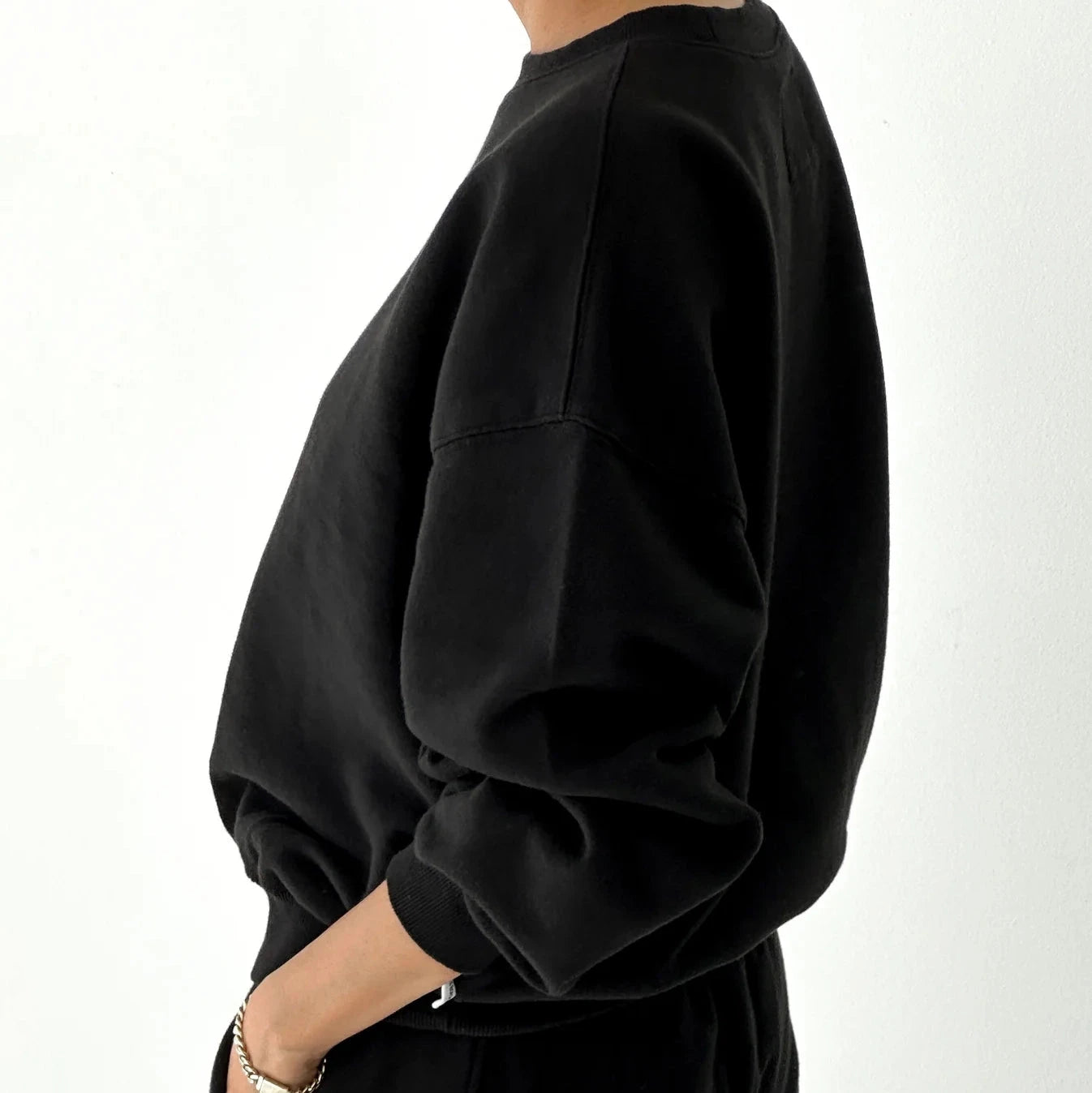 Le Bon Shoppe French Terry Core Sweatshirt in Black Side