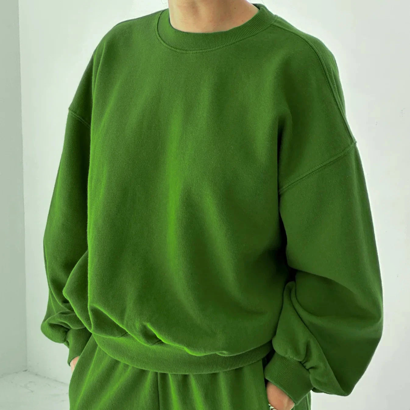 Le Bon Shoppe French Terry Core Sweatshirt in Avocado Front