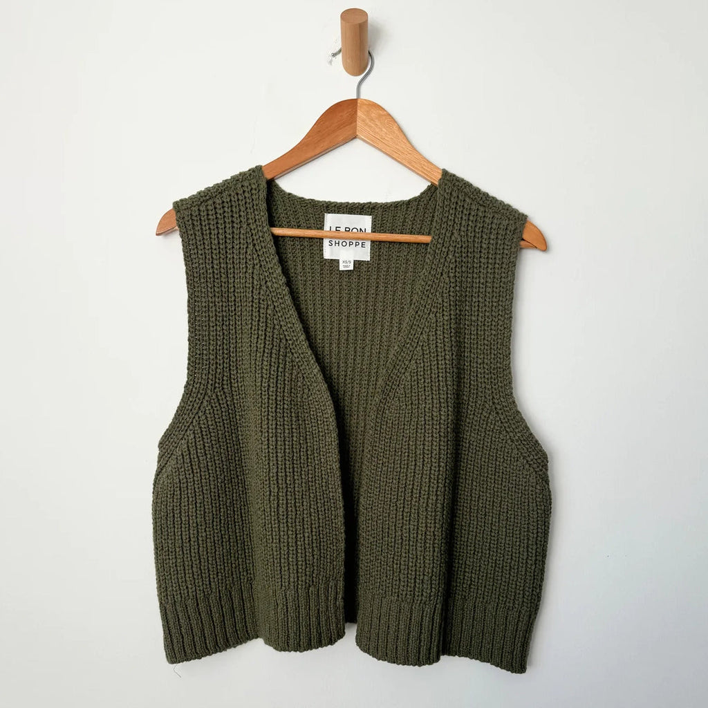 Le Bon Shoppe | Granny Cotton Sweater Vest Apparel LE BON SHOPPE olive XS/S 