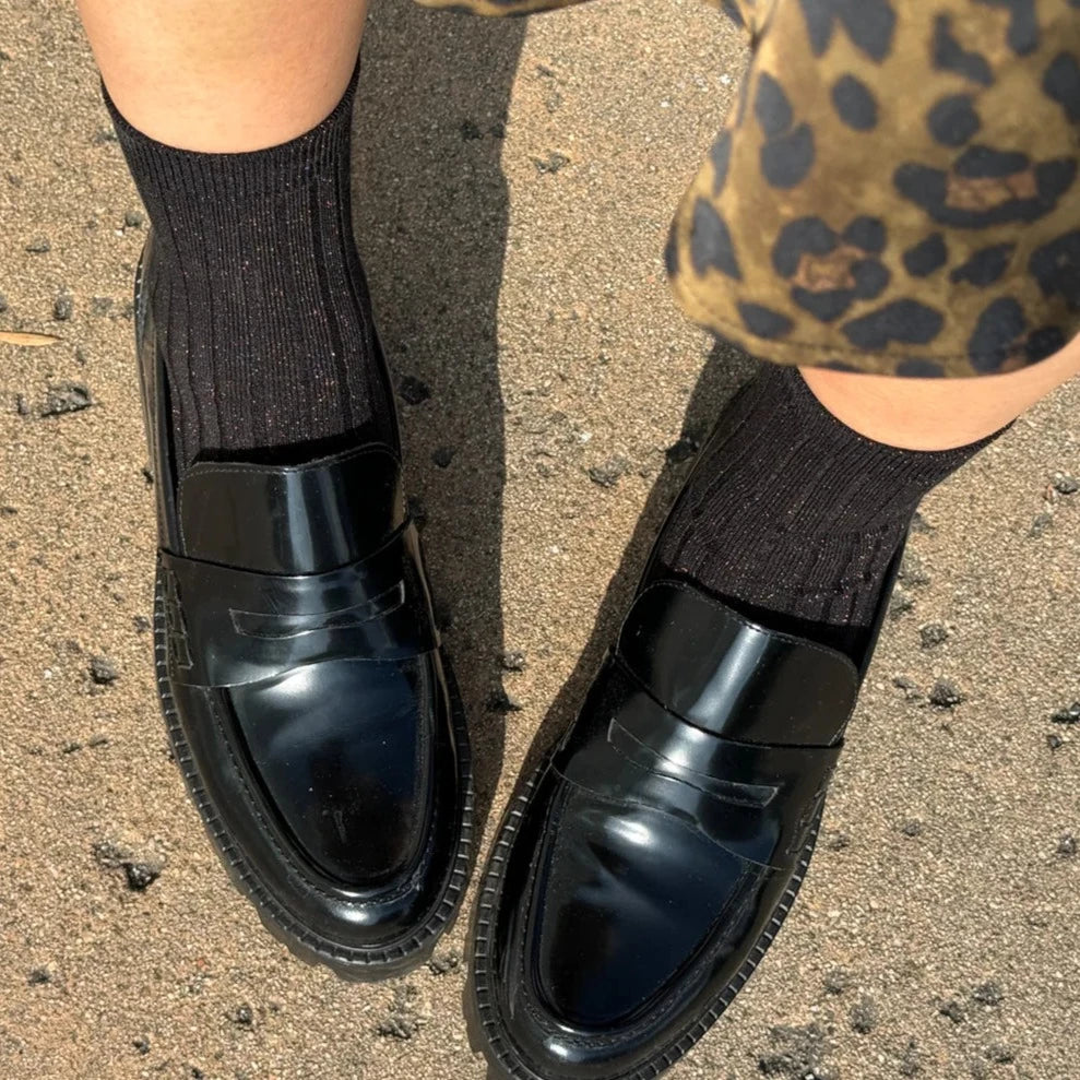 Le Bon Shoppe Her Glitter Socks LE BON SHOPPE Black Copper Glitter 
