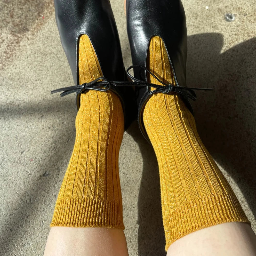 Le Bon Shoppe Her Glitter Socks LE BON SHOPPE Mustard Glitter 