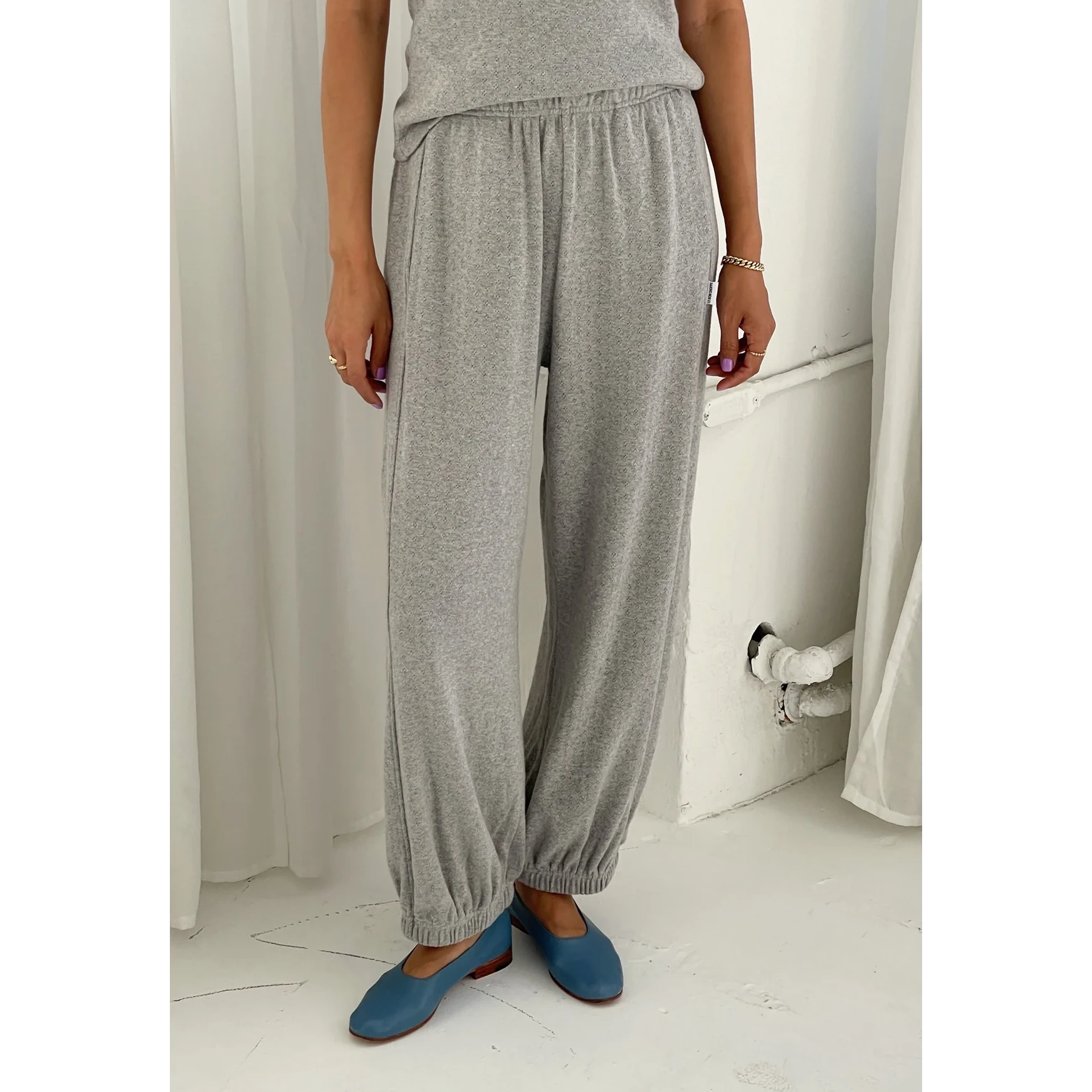 Le Bon Shoppe | Pointelle Balloon Pants Apparel LE BON SHOPPE Melange Grey small 