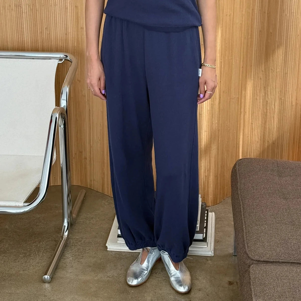 Le Bon Shoppe | Pointelle Balloon Pants Apparel LE BON SHOPPE Navy small 