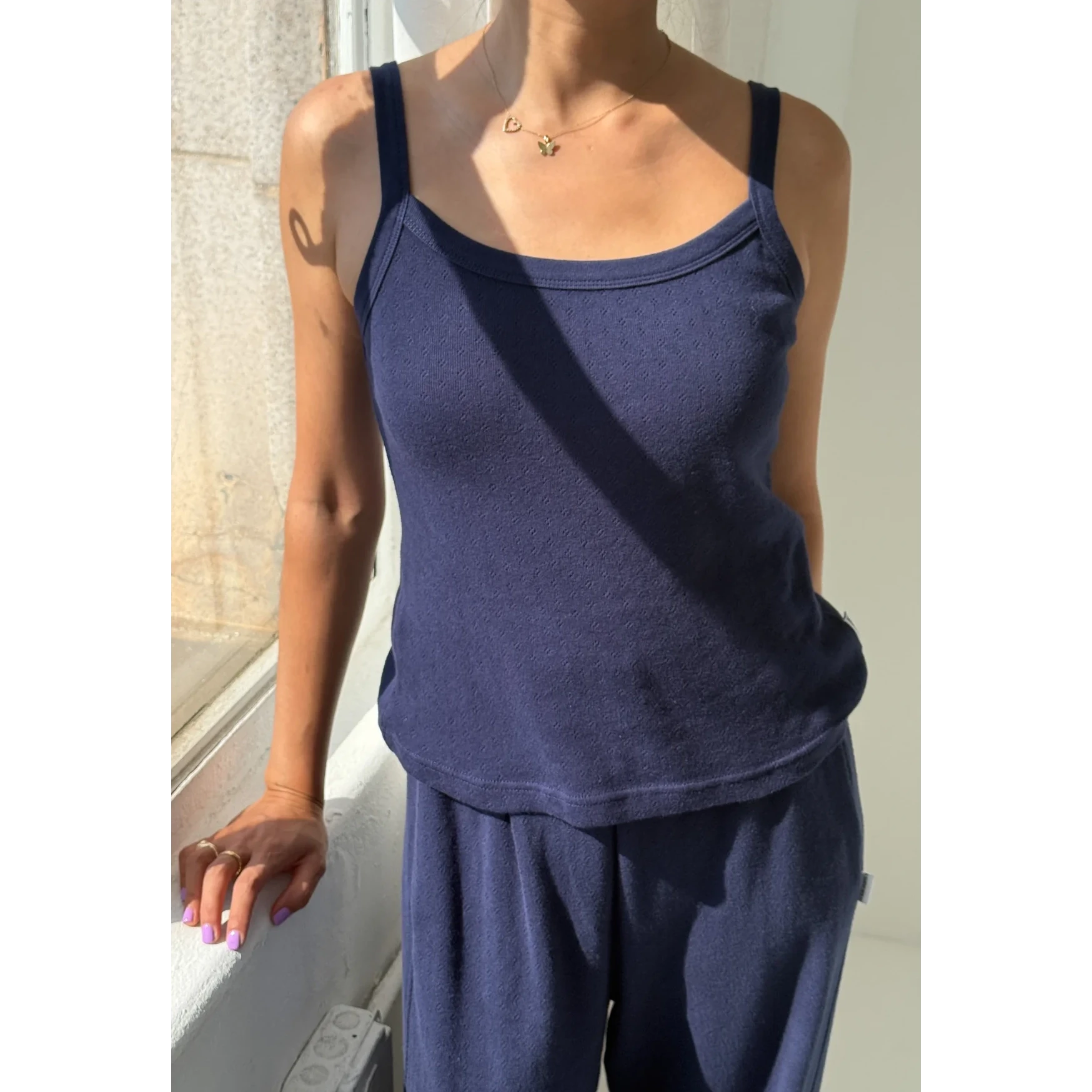 Le Bon Shoppe | Pointelle Eve Cami Apparel LE BON SHOPPE Navy Small 