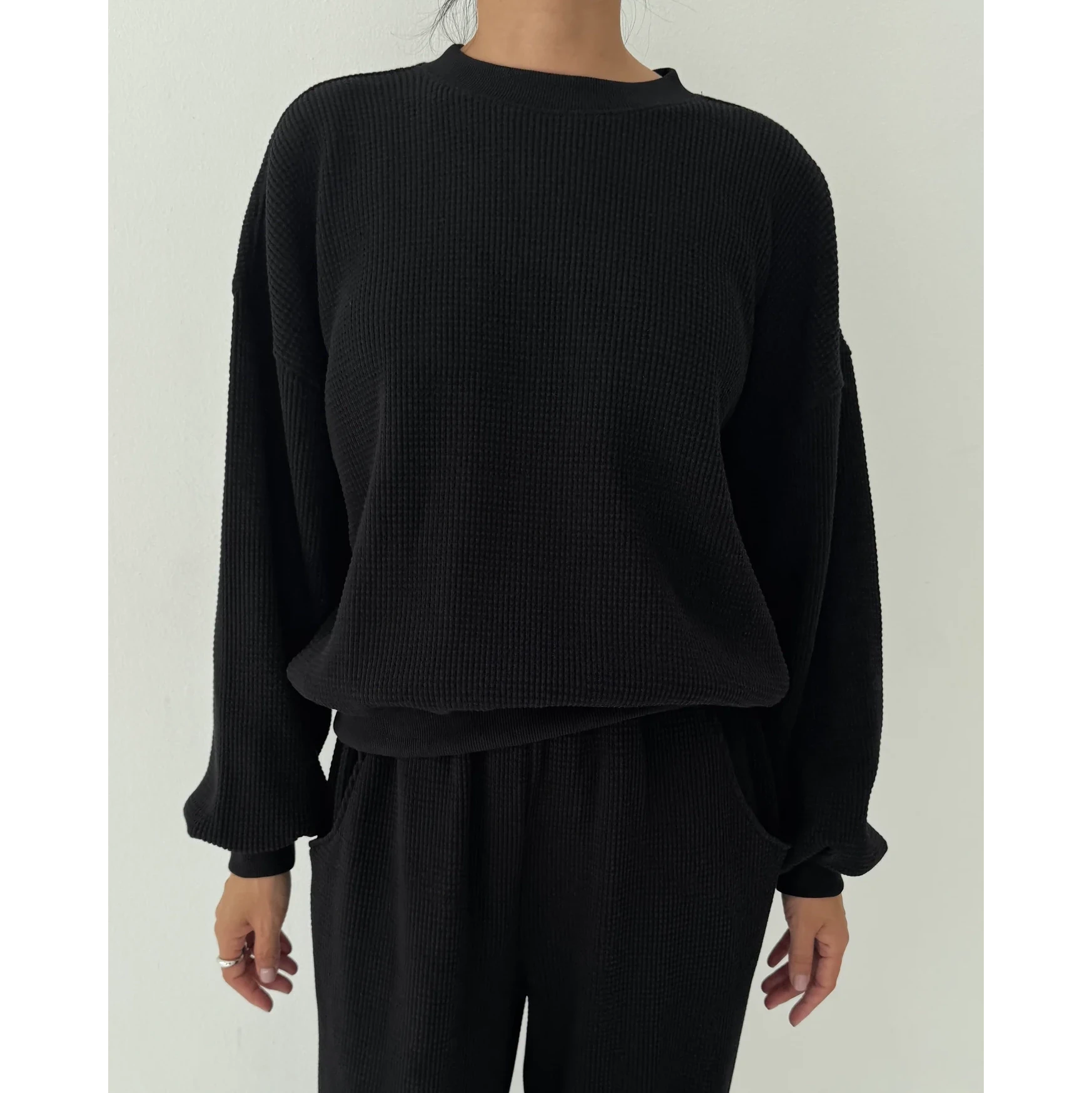 Le Bon Shoppe | Waffle Core Sweatshirt Le Bon Shoppe True Black XS/S 