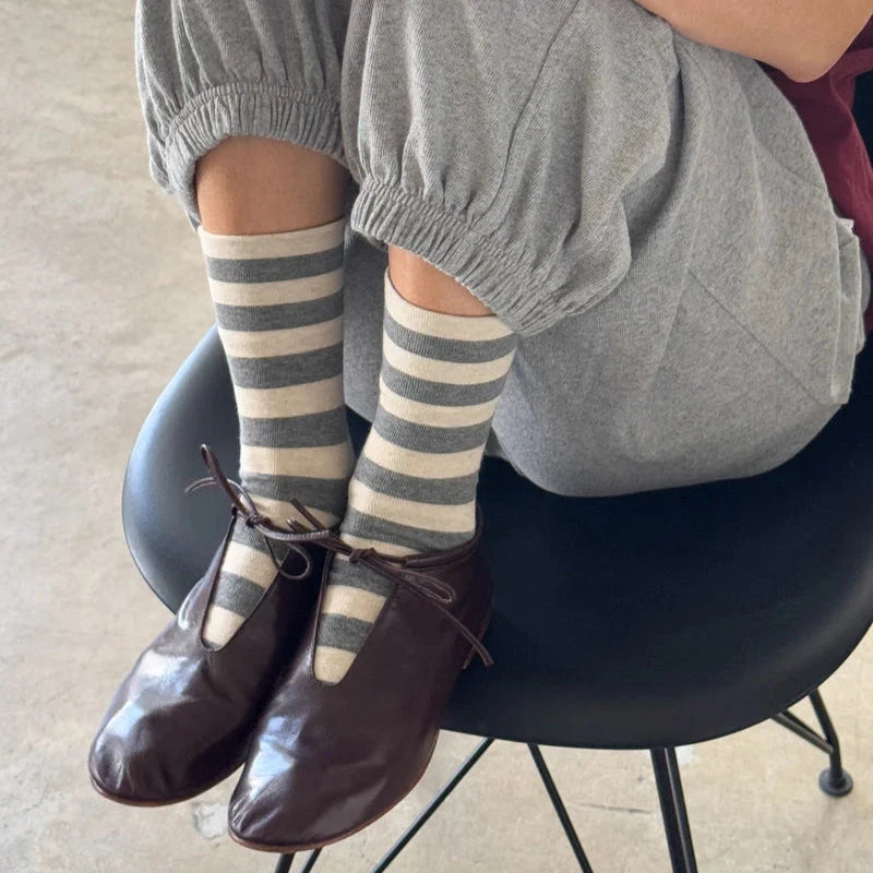 Le Bon Shoppe Wally Socks Wide Stripe Socks LE BON SHOPPE Wide/Grey Stripe 