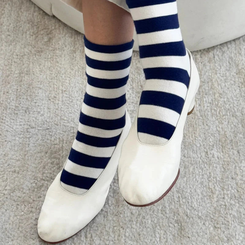 Le Bon Shoppe Wally Socks Wide Stripe Socks LE BON SHOPPE Wide/Navy Stripe 