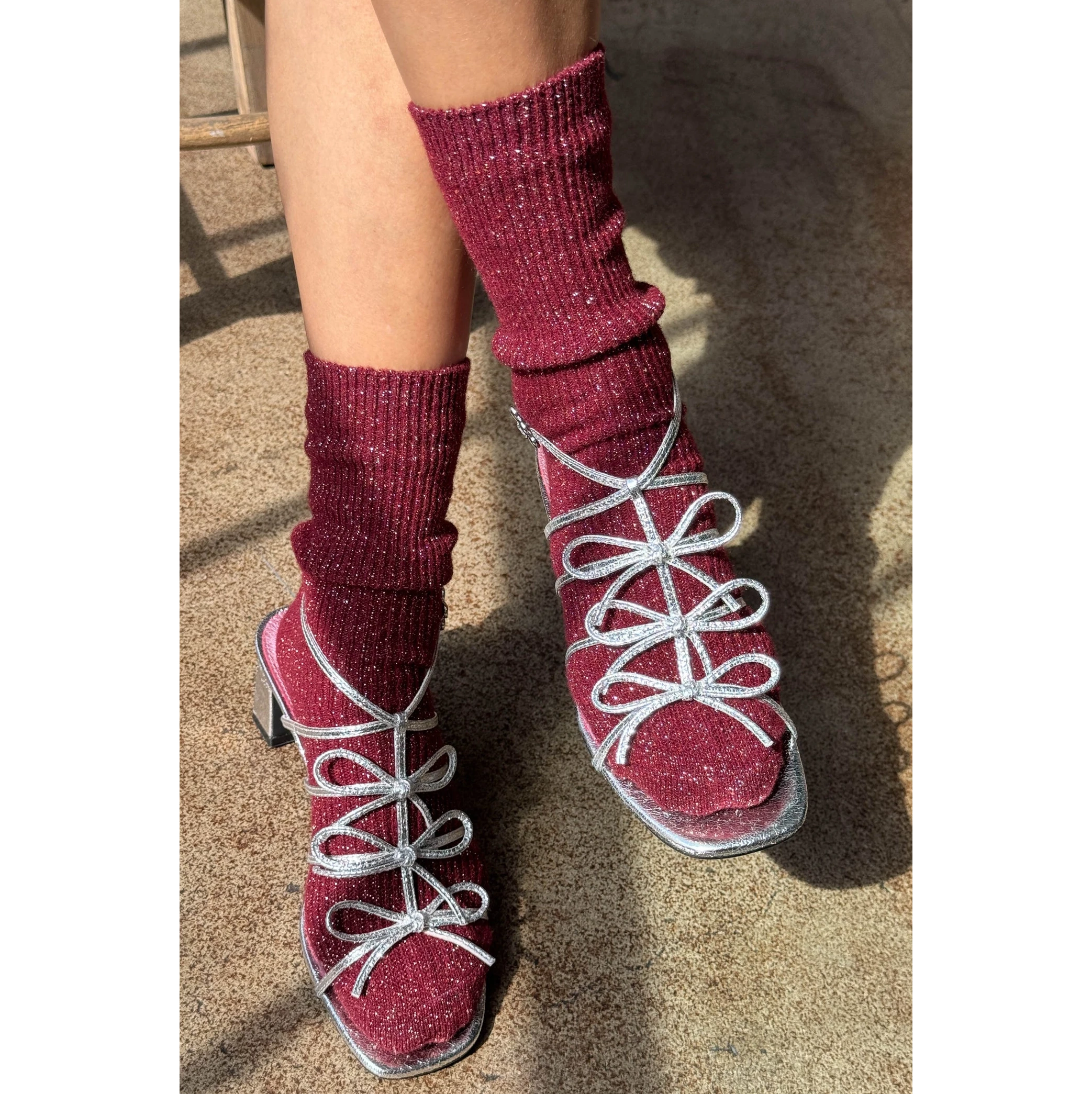 Le Bon Shoppe | Winter Sparkle Socks Socks LE BON SHOPPE Wine 