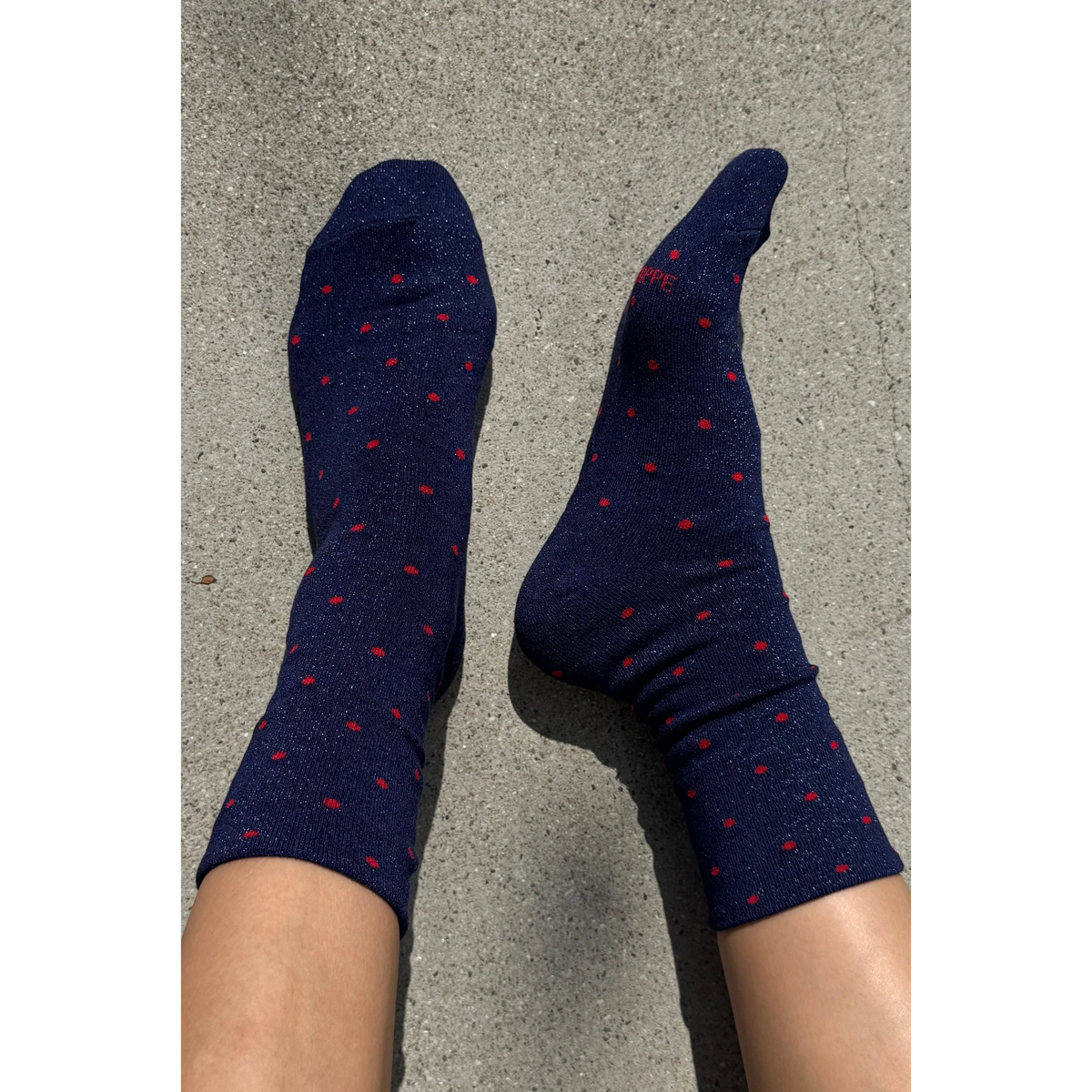 Lurex Patterned Sneaker Socks LE BON SHOPPE Ink Blue/Red 