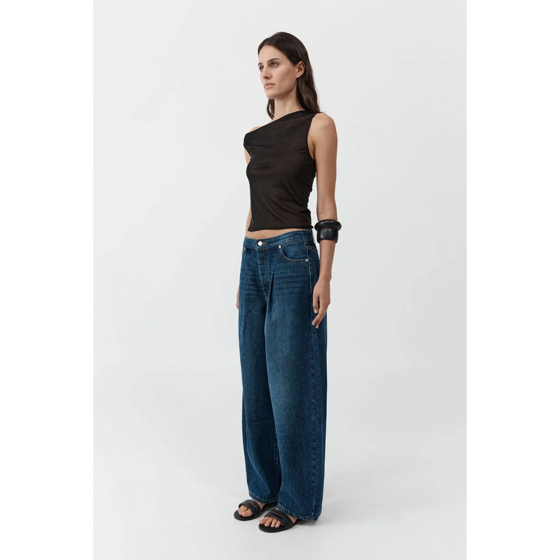 Mid Rise Pleat Barrel Jeans | Dark Indigo St. Agni Dark Indigo 24 
