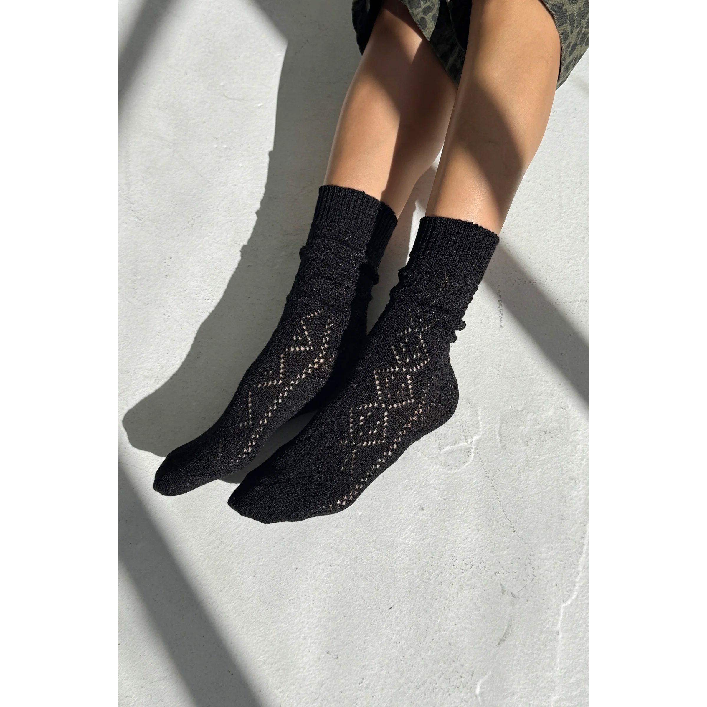 Modal Eyelet Socks LE BON SHOPPE Black 