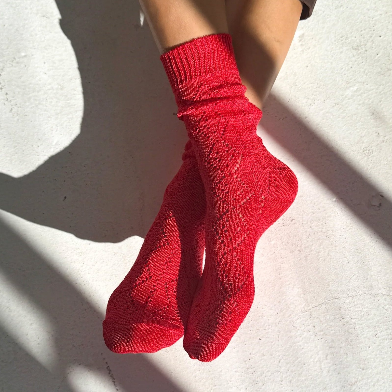 Modal Eyelet Socks LE BON SHOPPE Red 