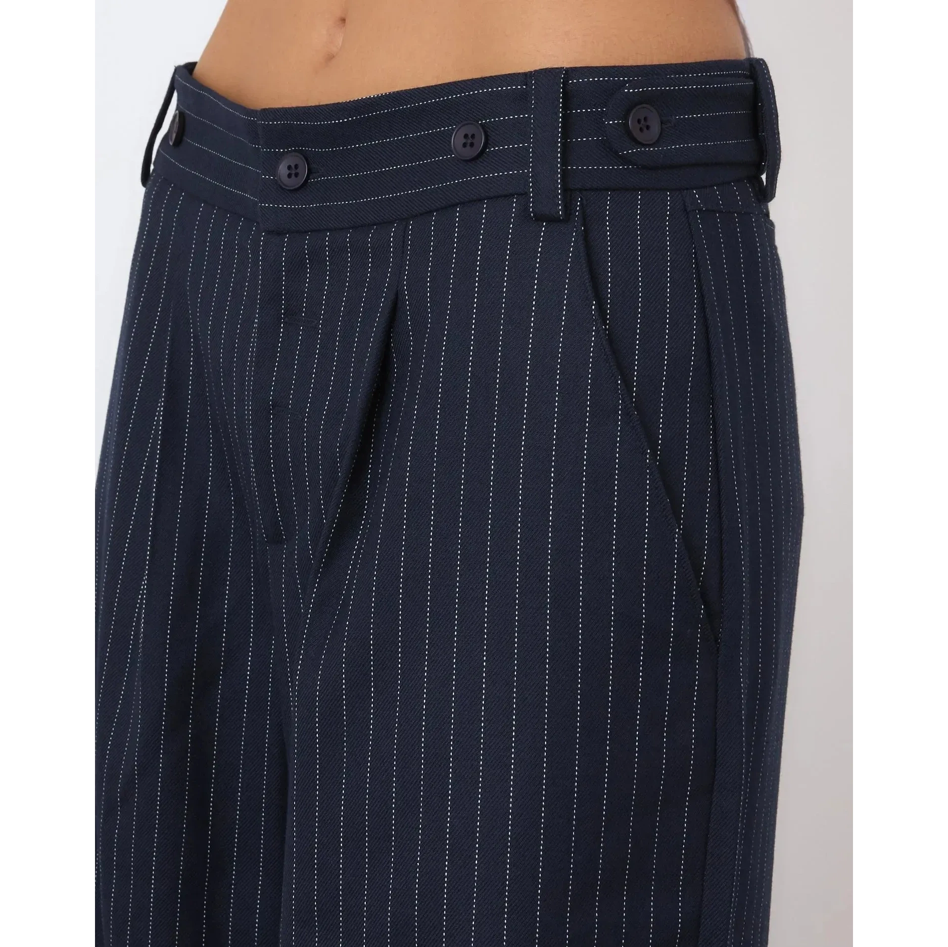 Peachy Den | Lennox Trousers | Pinstripe Bristol General Store XS Ink 