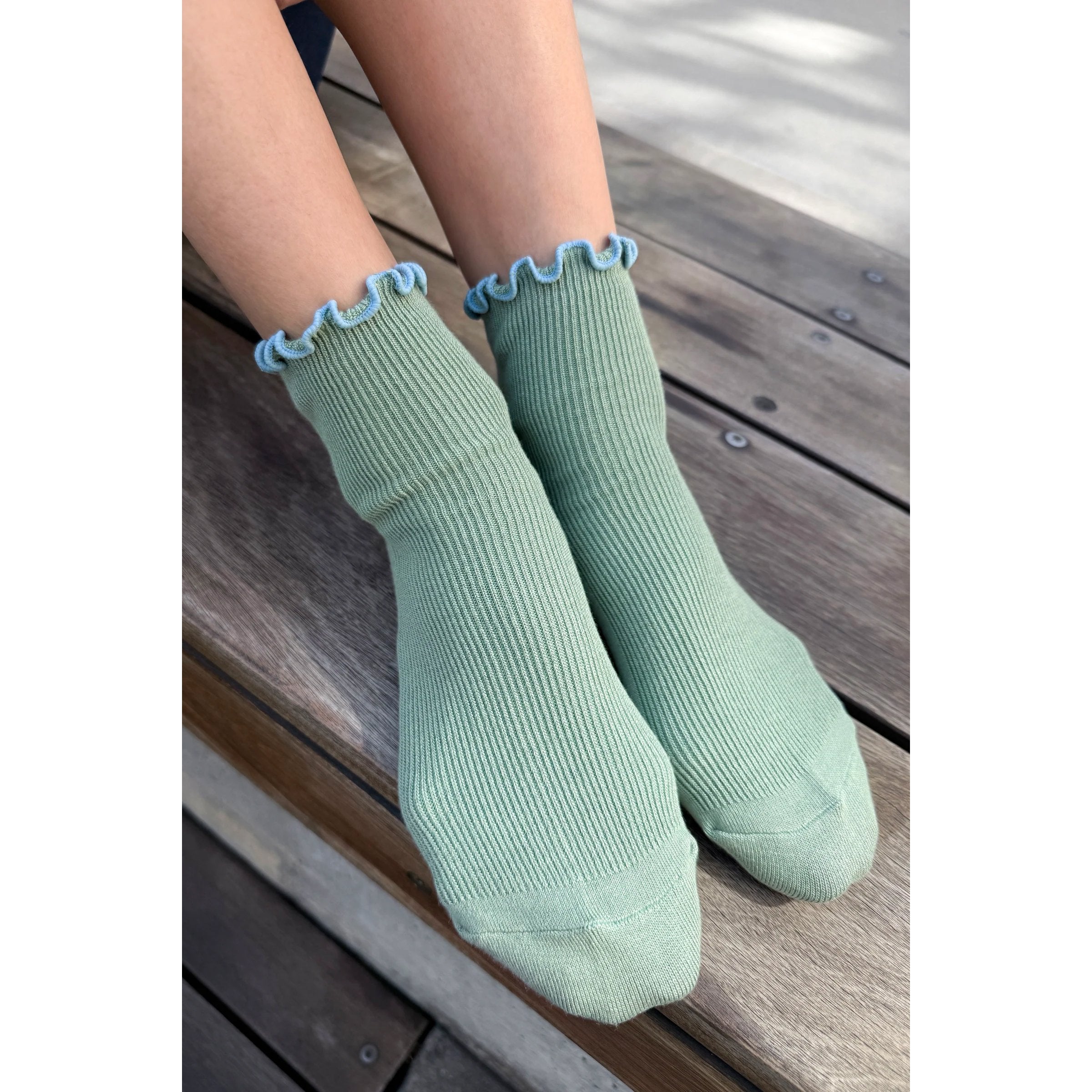 Petite Ruffled Modal Socks LE BON SHOPPE Sea Glass/Powder Blue 