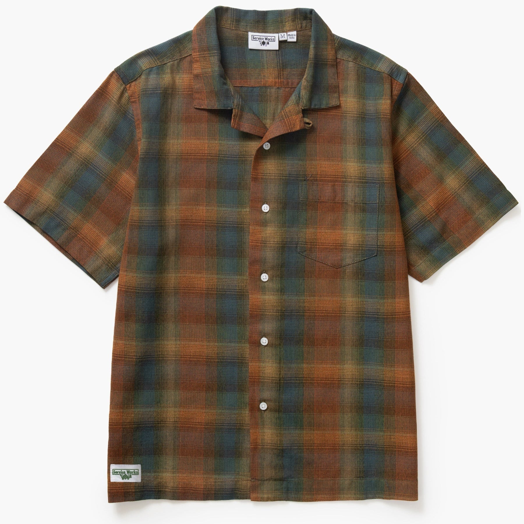 Plaid Resort Shirt Service Works Brown S 