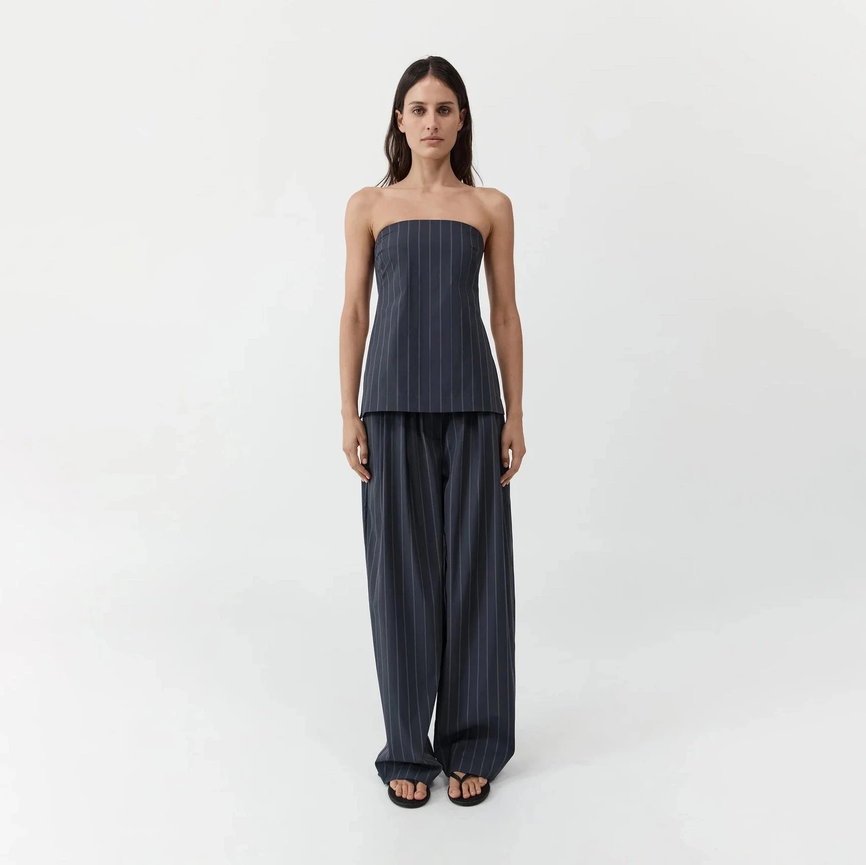 Relaxed Pleat Pants | Ink Stripe St. Agni 