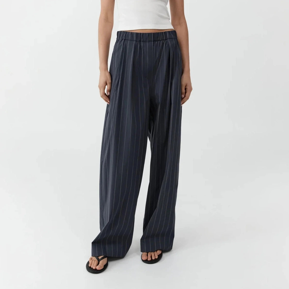 Relaxed Pleat Pants | Ink Stripe St. Agni 