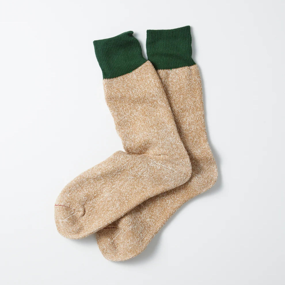 ROTOTO | Double Faced Silk & Cotton Socks Socks ROTOTO green/beige Small 