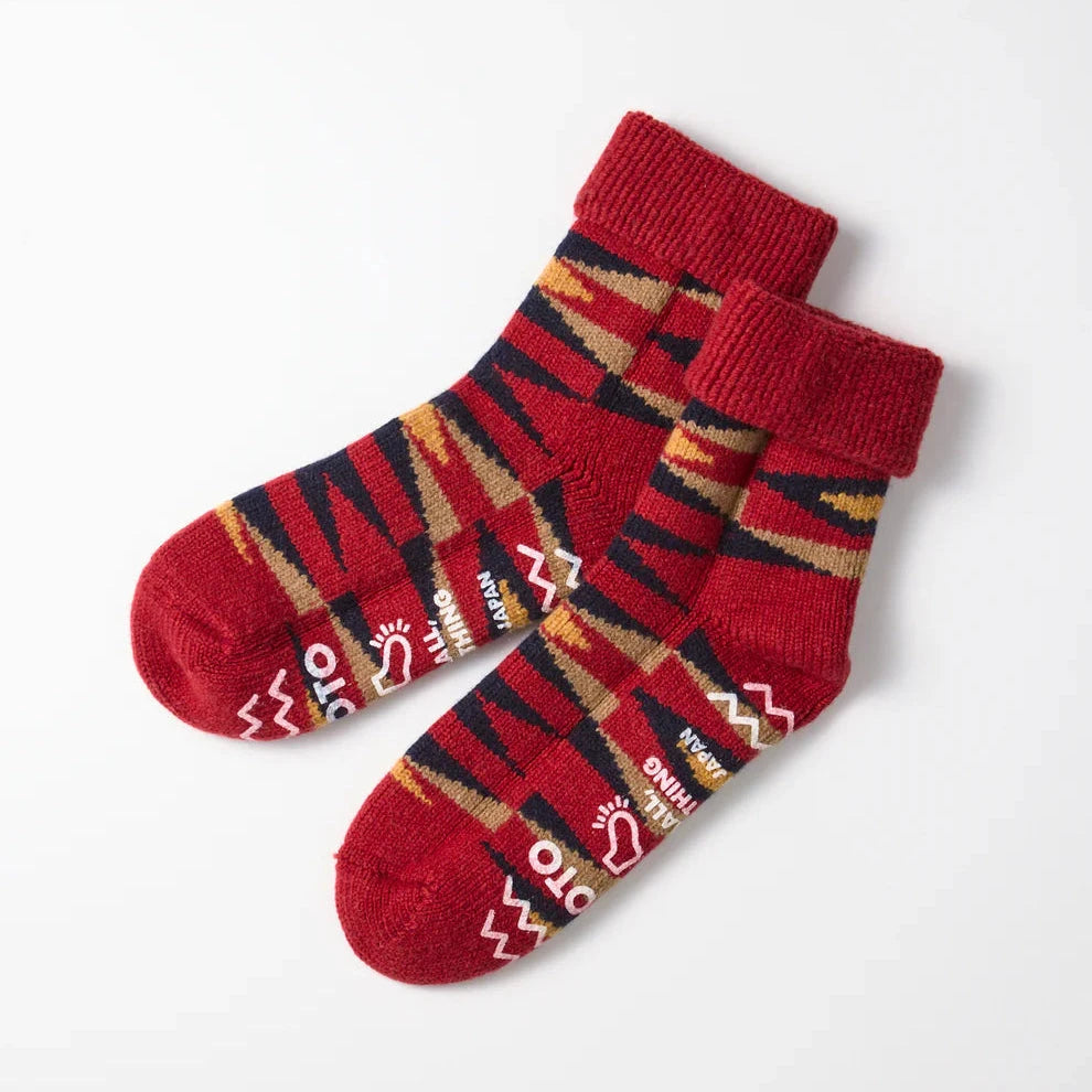 ROTOTO | Lambs Wool Room Socks | Native Socks ROTOTO Small Red Red 
