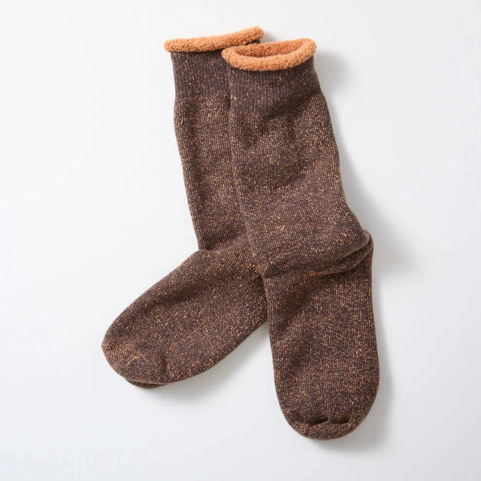 ROTOTO | Reversible Pile Socks Socks ROTOTO Small Faded Black / L.Orange 